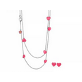 Lauren G. Adams Daisy Love Necklace & Earring Set (Rhodium/Hot Pink)